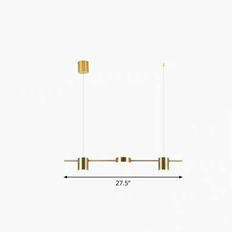 Straight Bar LED Hanging Ceiling Light Postmodern Metal Kitchen over Island Lighting 3 Gold Clearhalo 'Ceiling Lights' 'Island Lights' Lighting' 2283253