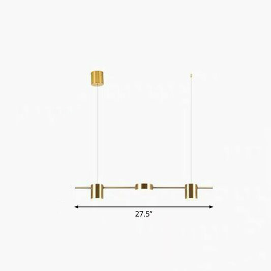 Straight Bar LED Hanging Ceiling Light Postmodern Metal Kitchen over Island Lighting 3 Gold Clearhalo 'Ceiling Lights' 'Island Lights' Lighting' 2283253