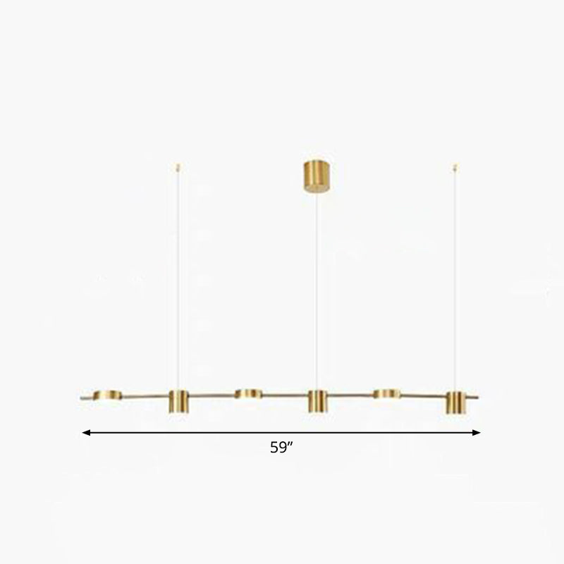 Straight Bar LED Hanging Ceiling Light Postmodern Metal Kitchen over Island Lighting 6 Gold Clearhalo 'Ceiling Lights' 'Island Lights' Lighting' 2283254