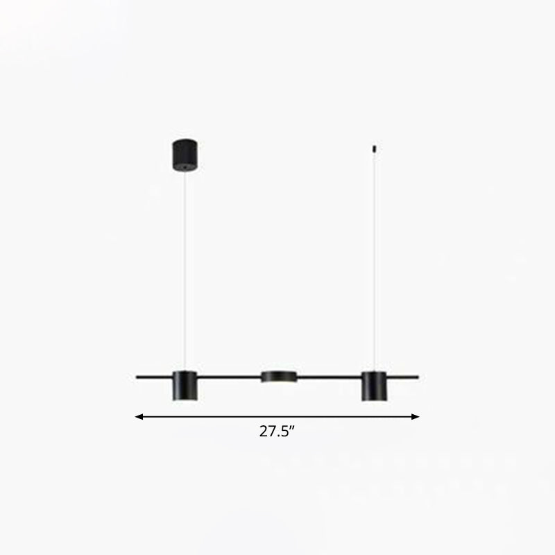 Straight Bar LED Hanging Ceiling Light Postmodern Metal Kitchen over Island Lighting 3 Black Clearhalo 'Ceiling Lights' 'Island Lights' Lighting' 2283258