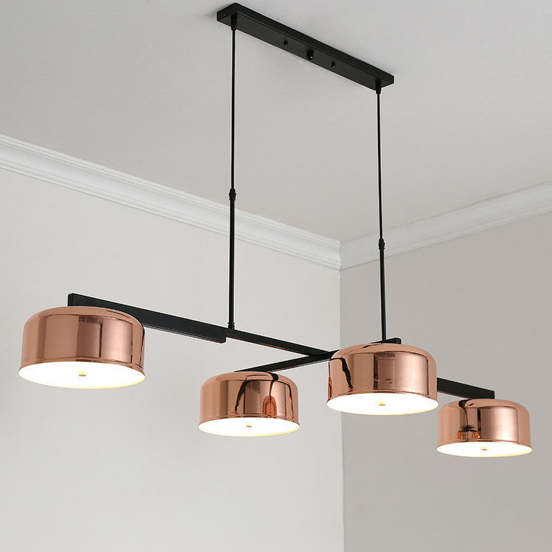 Bowl Shaped Pendant Light Fixture Minimalist Metal 4-Light Dining Room Island Light in Rose Gold Rose Gold Clearhalo 'Ceiling Lights' 'Island Lights' Lighting' 2283260