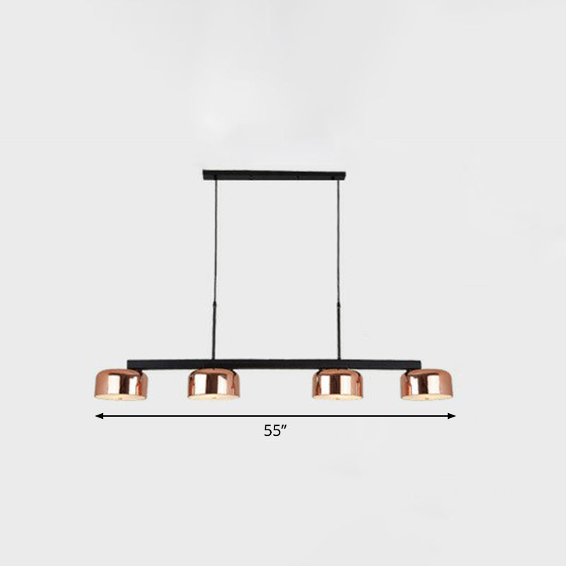 Bowl Shaped Pendant Light Fixture Minimalist Metal 4-Light Dining Room Island Light in Rose Gold Clearhalo 'Ceiling Lights' 'Island Lights' Lighting' 2283265