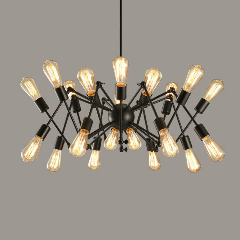 20 Lights Spider Chandelier Rustic Black Metallic Ceiling Suspension Lamp for Dining Room Clearhalo 'Cast Iron' 'Ceiling Lights' 'Chandeliers' 'Industrial Chandeliers' 'Industrial' 'Metal' 'Middle Century Chandeliers' 'Rustic Chandeliers' 'Tiffany' Lighting' 2283434