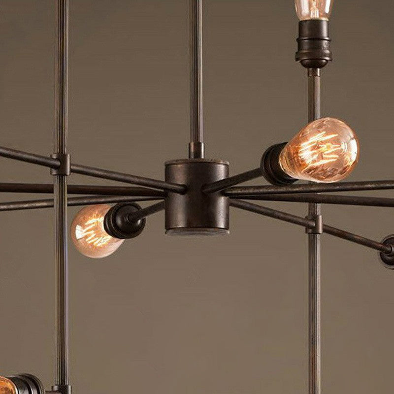16 Bulbs 4-Sided Chandelier Industrial Style Black Metal Ceiling Hang Light for Living Room Clearhalo 'Cast Iron' 'Ceiling Lights' 'Chandeliers' 'Industrial Chandeliers' 'Industrial' 'Metal' 'Middle Century Chandeliers' 'Rustic Chandeliers' 'Tiffany' Lighting' 2283442