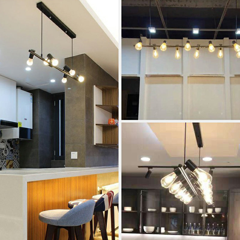 Black Linear Island Pendant Light Loft Metal Restaurant Spotlight with Exposed Bulb Design Clearhalo 'Ceiling Lights' 'Island Lights' Lighting' 2283464