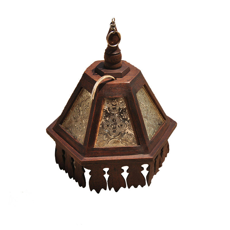 Brown Hexagonal Ceiling Hang Light Farmhouse Water Glass 1 Bulb Dining Room Drop Pendant Brown Clearhalo 'Ceiling Lights' 'Pendant Lights' 'Pendants' Lighting' 2283517_74934ef1-dcc3-4748-8262-27aff4f21b7f