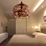 3-Bulb Crystal Bead Pendant Lamp Bohemian Multicolored Hollowed-out Bedroom Ceiling Light Clearhalo 'Ceiling Lights' 'Pendant Lights' 'Pendants' Lighting' 2283522