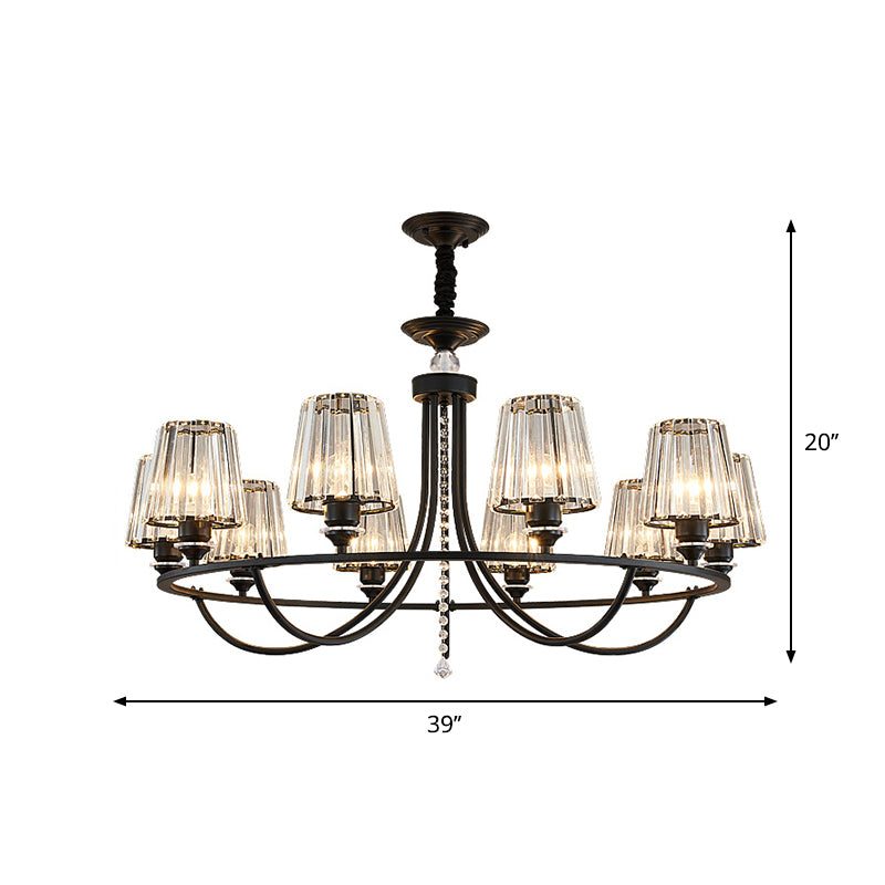 Prismatic Crystal Cone Hanging Light Traditional Parlor Ceiling Chandelier in Black Clearhalo 'Ceiling Lights' 'Chandeliers' Lighting' options 2283599