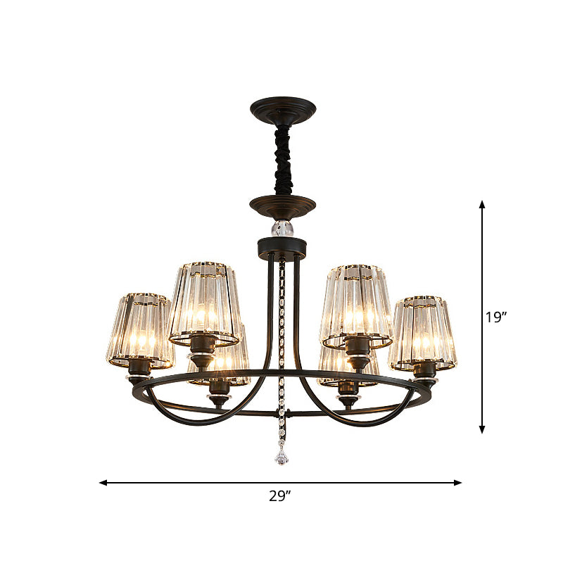 Prismatic Crystal Cone Hanging Light Traditional Parlor Ceiling Chandelier in Black Clearhalo 'Ceiling Lights' 'Chandeliers' Lighting' options 2283603