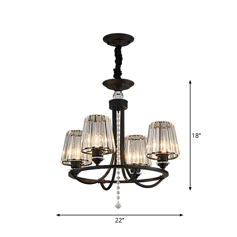 Prismatic Crystal Cone Hanging Light Traditional Parlor Ceiling Chandelier in Black 4 Black Clearhalo 'Ceiling Lights' 'Chandeliers' Lighting' options 2283605_a1c70520-c762-44a4-968e-6dc9df126717