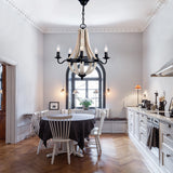 Wood Empire Chandelier Lamp Traditional 5 Lights Dining Room Ceiling Lamp with Black Arm Clearhalo 'Ceiling Lights' 'Chandeliers' Lighting' options 228362