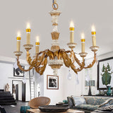 Gold Candle Chandelier Light Traditional Crystal 6 Lights Living Room Hanging Light Fixture Clearhalo 'Ceiling Lights' 'Chandeliers' Lighting' options 228393