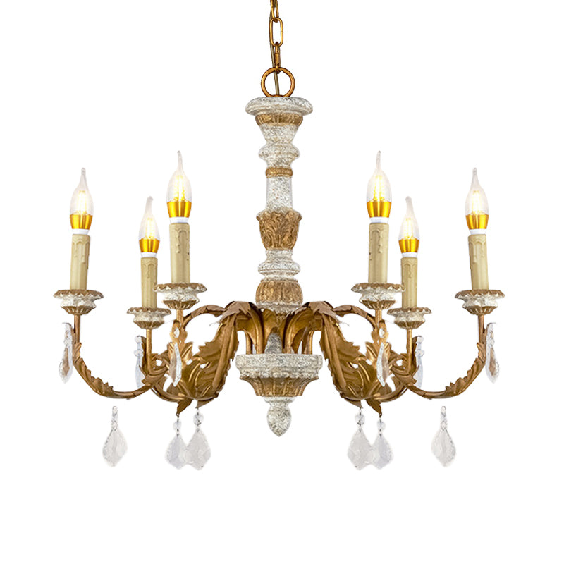 Gold Candle Chandelier Light Traditional Crystal 6 Lights Living Room Hanging Light Fixture Clearhalo 'Ceiling Lights' 'Chandeliers' Lighting' options 228394