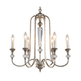 Candle Living Room Chandelier Light Rustic Metal 6 Lights Aged Silver Ceiling Pendant Light Clearhalo 'Ceiling Lights' 'Chandeliers' Lighting' options 228412