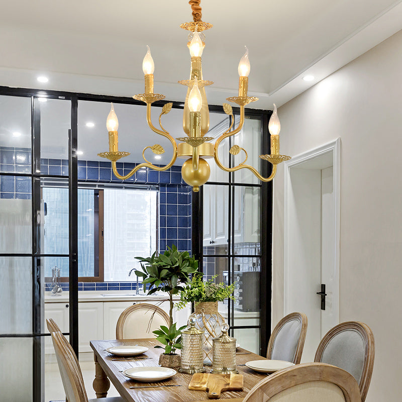 5/12/16 Lights Metal Pendant Chandelier Rustic Black/Gold Candle Dining Room Hanging Ceiling Fixture 6 Gold Clearhalo 'Ceiling Lights' 'Chandeliers' Lighting' options 228423_10bc7de5-feb1-4959-8ed8-74c7252243ad