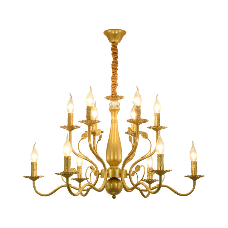 5/12/16 Lights Metal Pendant Chandelier Rustic Black/Gold Candle Dining Room Hanging Ceiling Fixture Clearhalo 'Ceiling Lights' 'Chandeliers' Lighting' options 228429