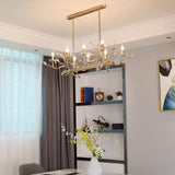 8 Lights Island Light Vintage Branch Metal and Crystal Champagne Ceiling Pendant Light Clearhalo 'Ceiling Lights' 'Island Lights' Lighting' 228437