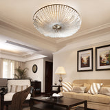 Round Crystal Beaded Flush Mounted Light Rustic 4 Lights Living Room Ceiling Lamp with Brass Canopy Brass Clearhalo 'Ceiling Lights' 'Close To Ceiling Lights' 'Close to ceiling' 'Flush mount' Lighting' 228507