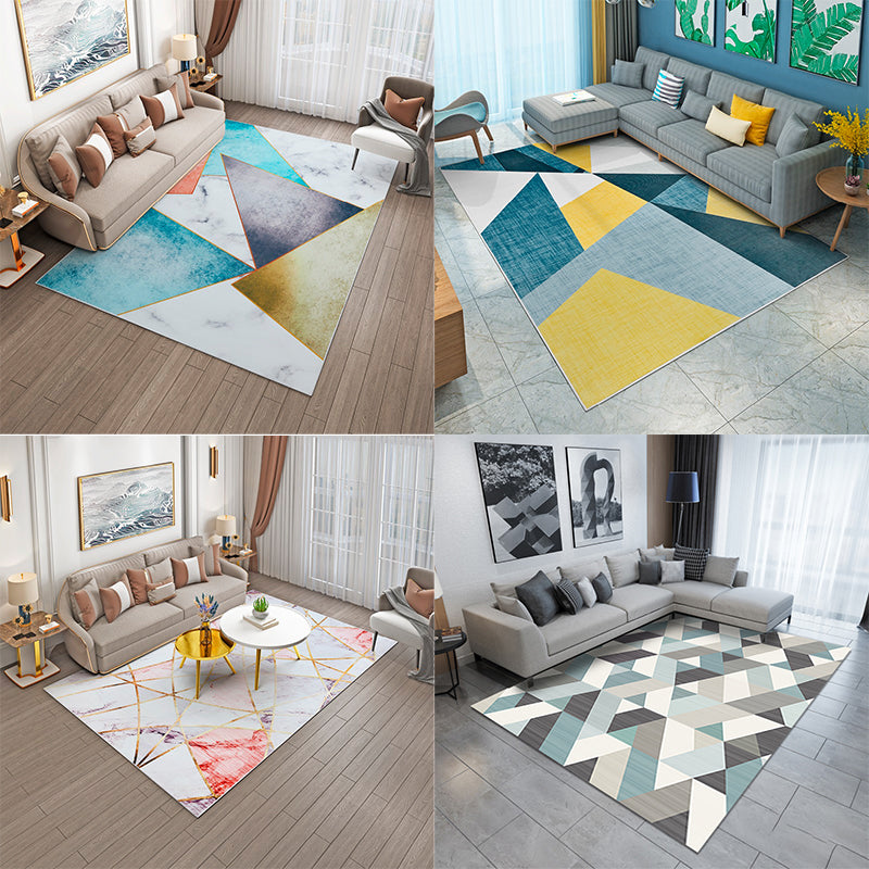 Modern Geometric Printed Rug Multi Color Polyster Rug Anti-Slip Backing Machine Washable Carpet for Living Room Clearhalo 'Area Rug' 'Modern' 'Rugs' Rug' 2285178