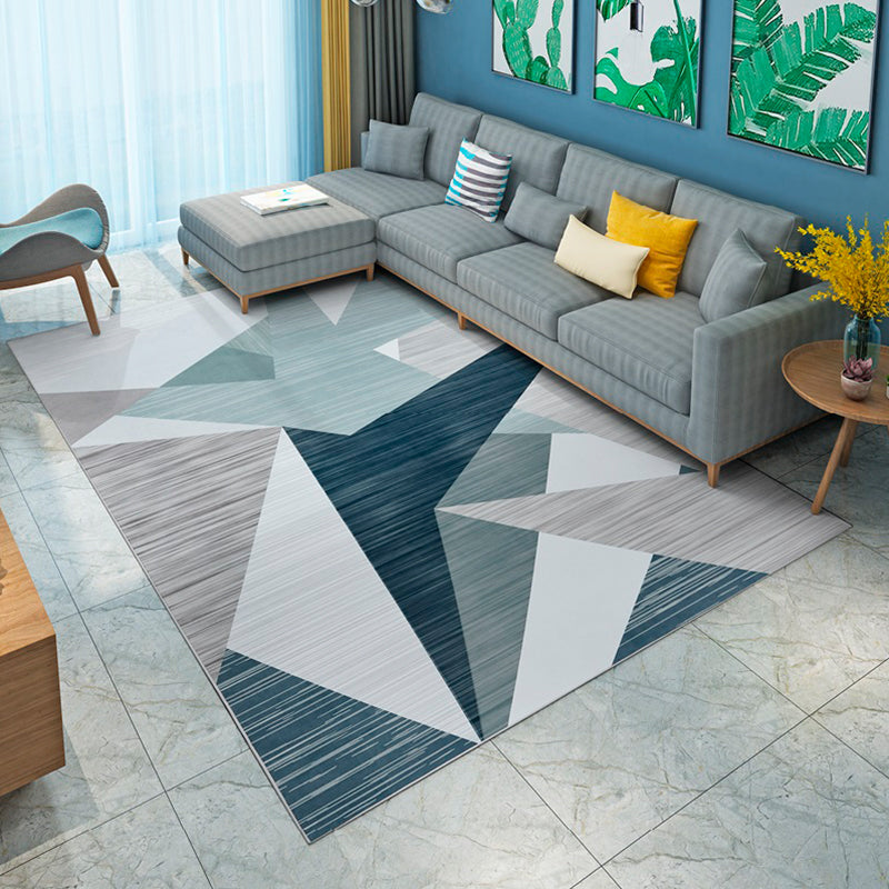 Modern Geometric Printed Rug Multi Color Polyster Rug Anti-Slip Backing Machine Washable Carpet for Living Room Royal Blue Clearhalo 'Area Rug' 'Modern' 'Rugs' Rug' 2285183