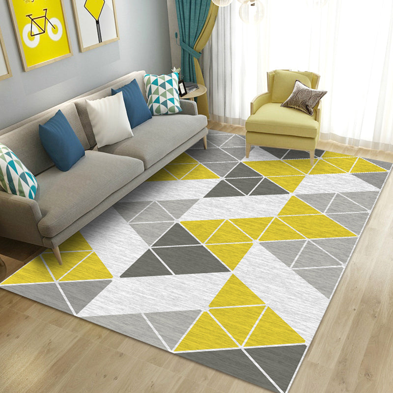 Modern Geometric Printed Rug Multi Color Polyster Rug Anti-Slip Backing Machine Washable Carpet for Living Room Yellow Clearhalo 'Area Rug' 'Modern' 'Rugs' Rug' 2285191