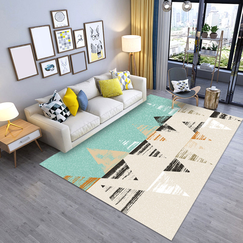 Modern Geometric Printed Rug Multi Color Polyster Rug Anti-Slip Backing Machine Washable Carpet for Living Room Sky Blue Clearhalo 'Area Rug' 'Modern' 'Rugs' Rug' 2285194