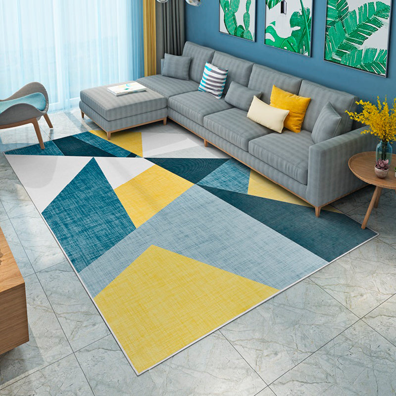 Modern Geometric Printed Rug Multi Color Polyster Rug Anti-Slip Backing Machine Washable Carpet for Living Room Green Clearhalo 'Area Rug' 'Modern' 'Rugs' Rug' 2285196