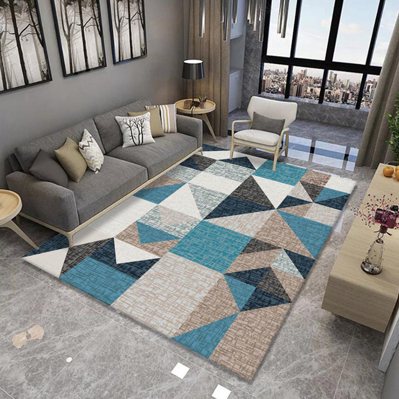 Formal Living Room Rug Multi Color Geometric Patterned Carpet Synthetics Anti-Slip Backing Washable Rug Peacock Blue Clearhalo 'Area Rug' 'Modern' 'Rugs' Rug' 2285201