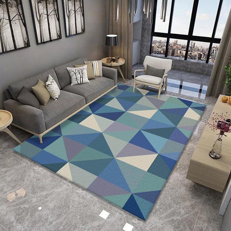 Formal Living Room Rug Multi Color Geometric Patterned Carpet Synthetics Anti-Slip Backing Washable Rug Royal Blue Clearhalo 'Area Rug' 'Modern' 'Rugs' Rug' 2285202