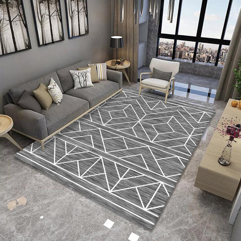 Formal Living Room Rug Multi Color Geometric Patterned Carpet Synthetics Anti-Slip Backing Washable Rug Grey Clearhalo 'Area Rug' 'Modern' 'Rugs' Rug' 2285204