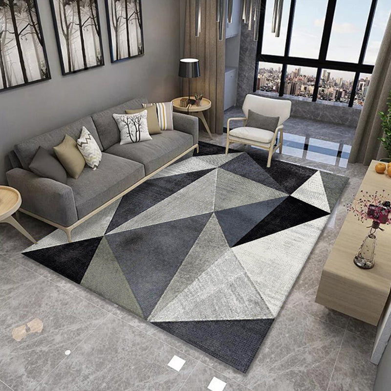 Formal Living Room Rug Multi Color Geometric Patterned Carpet Synthetics Anti-Slip Backing Washable Rug Black-Gray Clearhalo 'Area Rug' 'Modern' 'Rugs' Rug' 2285205