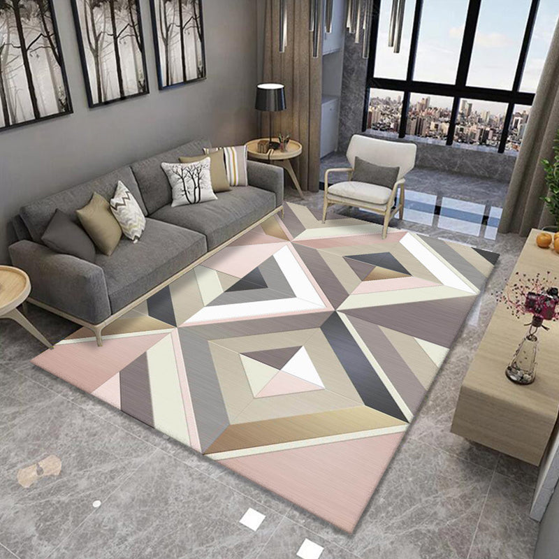 Formal Living Room Rug Multi Color Geometric Patterned Carpet Synthetics Anti-Slip Backing Washable Rug Pink Clearhalo 'Area Rug' 'Modern' 'Rugs' Rug' 2285206