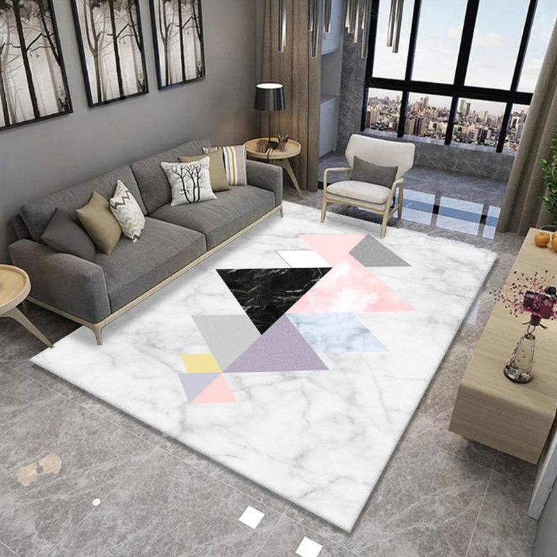 Formal Living Room Rug Multi Color Geometric Patterned Carpet Synthetics Anti-Slip Backing Washable Rug Gray-White Clearhalo 'Area Rug' 'Modern' 'Rugs' Rug' 2285209