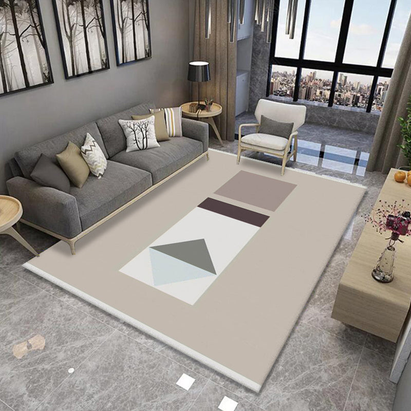 Formal Living Room Rug Multi Color Geometric Patterned Carpet Synthetics Anti-Slip Backing Washable Rug Khaki Clearhalo 'Area Rug' 'Modern' 'Rugs' Rug' 2285210