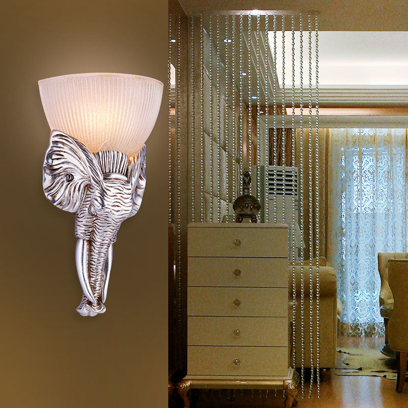 Silver Elephant Sconce Light Traditional Prism Glass 1 Light Hallway Wall Mounted Light Silver Clearhalo 'Wall Lamps & Sconces' 'Wall Lights' Lighting' 228524