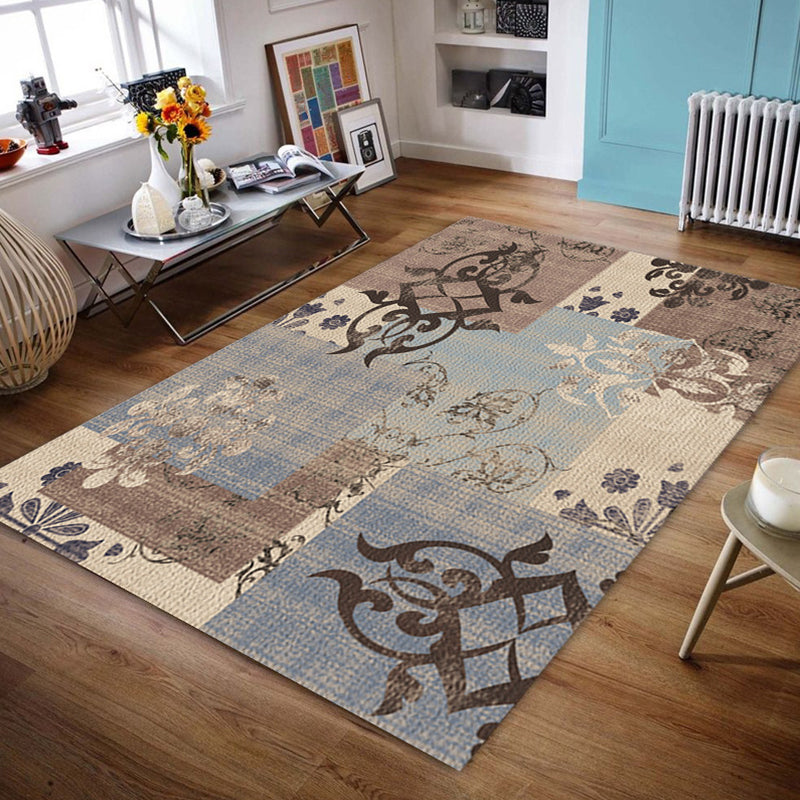 Vintage Living Room Rug Multi Color Geo Patterned Area Rug Polyster Non-Slip Machine Washable Carpet Blue Clearhalo 'Area Rug' 'Rugs' 'Vintage' Rug' 2285246