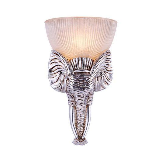 Silver Elephant Sconce Light Traditional Prism Glass 1 Light Hallway Wall Mounted Light Clearhalo 'Wall Lamps & Sconces' 'Wall Lights' Lighting' 228526