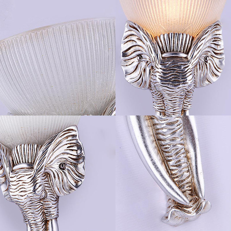 Silver Elephant Sconce Light Traditional Prism Glass 1 Light Hallway Wall Mounted Light Clearhalo 'Wall Lamps & Sconces' 'Wall Lights' Lighting' 228528