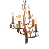 Candle Dining Room Ceiling Chandelier Rustic Metal 3/5 Lights Wood Hanging Fixture with Branch and Birds Clearhalo 'Ceiling Lights' 'Chandeliers' Lighting' options 228535