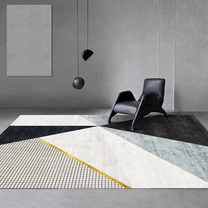 Novelty Geometric Printed Rug Multicolored Polyster Area Rug Non-Slip Backing Pet Friendly Carpet for Room Black Gray-White Clearhalo 'Area Rug' 'Modern' 'Rugs' Rug' 2285483