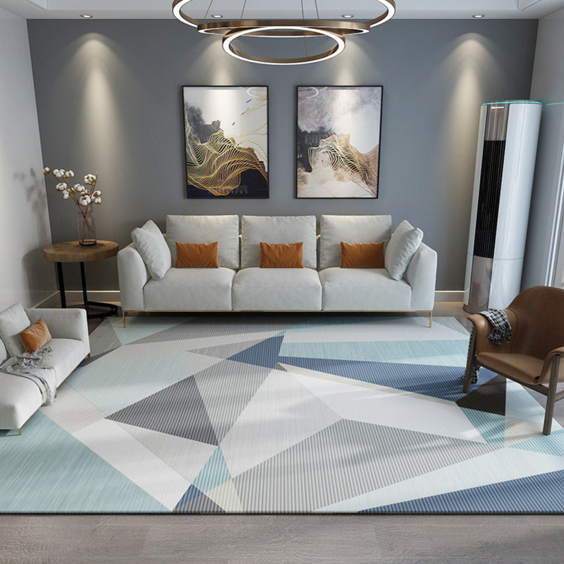 Simple Modern Rug Multi-Color Geometric Print Carpet Anti-Slip Backing Washable Indoor Rug for Living Room Light Blue Clearhalo 'Area Rug' 'Modern' 'Rugs' Rug' 2285504