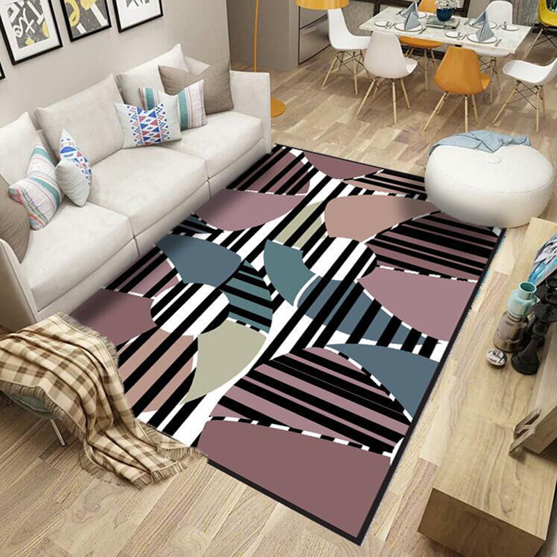 Trendy Living Room Rug Multi Colored Geometric Printed Area Rug Polypropylene Non-Slip Stain-Resistant Rug Dark Red Clearhalo 'Area Rug' 'Modern' 'Rugs' Rug' 2285523