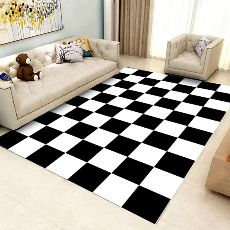 Trendy Living Room Rug Multi Colored Geometric Printed Area Rug Polypropylene Non-Slip Stain-Resistant Rug Black-White Clearhalo 'Area Rug' 'Modern' 'Rugs' Rug' 2285525