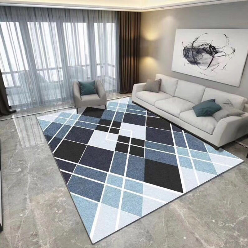 Trendy Living Room Rug Multi Colored Geometric Printed Area Rug Polypropylene Non-Slip Stain-Resistant Rug Light Blue-Black Clearhalo 'Area Rug' 'Modern' 'Rugs' Rug' 2285531