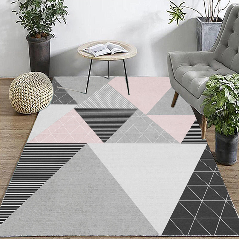 Trendy Living Room Rug Multi Colored Geometric Printed Area Rug Polypropylene Non-Slip Stain-Resistant Rug Gray-Pink Clearhalo 'Area Rug' 'Modern' 'Rugs' Rug' 2285532