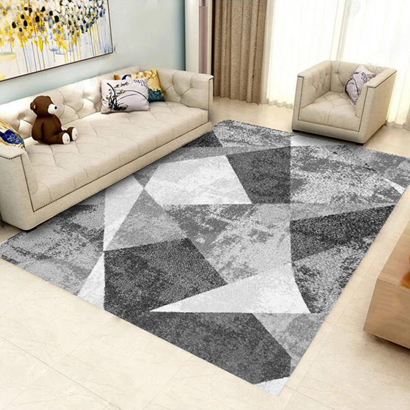 Trendy Living Room Rug Multi Colored Geometric Printed Area Rug Polypropylene Non-Slip Stain-Resistant Rug Smoke Gray Clearhalo 'Area Rug' 'Modern' 'Rugs' Rug' 2285541