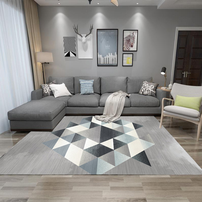 Trendy Living Room Rug Multi Colored Geometric Printed Area Rug Polypropylene Non-Slip Stain-Resistant Rug Grey Clearhalo 'Area Rug' 'Modern' 'Rugs' Rug' 2285542