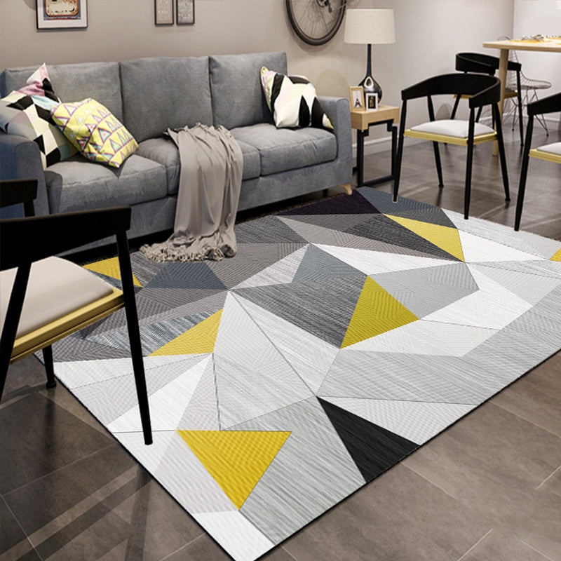 Trendy Living Room Rug Multi Colored Geometric Printed Area Rug Polypropylene Non-Slip Stain-Resistant Rug Gray-Yellow Clearhalo 'Area Rug' 'Modern' 'Rugs' Rug' 2285546