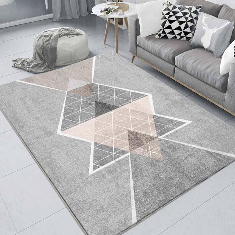 Trendy Living Room Rug Multi Colored Geometric Printed Area Rug Polypropylene Non-Slip Stain-Resistant Rug Light Gray Clearhalo 'Area Rug' 'Modern' 'Rugs' Rug' 2285558