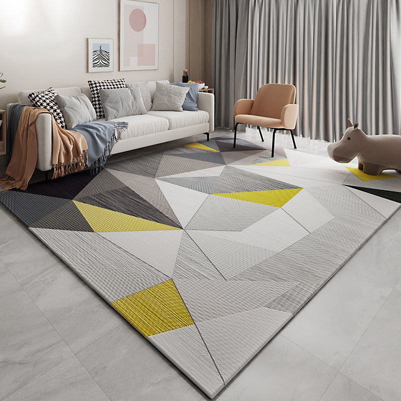 Multicolored Modern Rug Synthetics Geometric Print Area Carpet Anti-Slip Easy Care Indoor Rug for Bedroom Gray-Yellow Clearhalo 'Area Rug' 'Modern' 'Rugs' Rug' 2285637